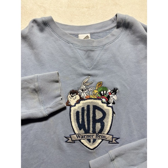 Warner Bros Crew Neck Sweatshirt Looney Toons Vintage Patchwork Size L - Picture 4 of 8